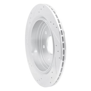 Cadillac XTS Brake Rotor (1) - Rear Right - R1 Concepts - Drilled & Slotted - Silver - `13-`19